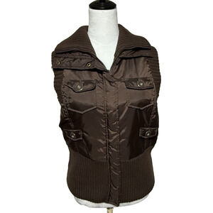 Motto Vest Womens Medium Brown Insulated Reversible Full Zip‎ Snap QVC NWT